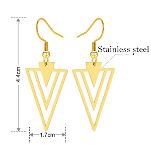 SILVER INVERTED TRIANGLE DANGLE EARRINGS