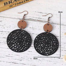 Load image into Gallery viewer, BLACK ROUND WOODEN &amp; LEATHER EARRINGS
