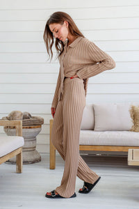 CARRI KNIT PANTS - TAN