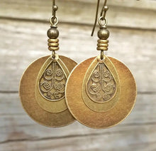 Load image into Gallery viewer, BRONZE CARVED DANGLE EARRINGS