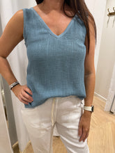 Load image into Gallery viewer, PARIS HESSIAN BLUE TANK TOP - CARBON THE LABEL