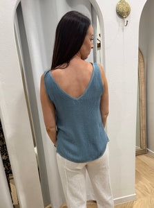 PARIS HESSIAN BLUE TANK TOP - CARBON THE LABEL