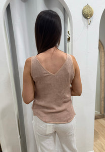 PARIS HESSIAN TAN TANK TOP - CARBON THE LABEL