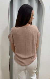 PARIS HESSIAN TAN TOP - CARBON THE LABEL