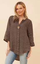 Load image into Gallery viewer, PALERMO ITALIAN LINEN TOP - CHOCOLATE