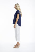 Load image into Gallery viewer, LACIE LINEN TOP - NAVY - ORIENTIQUE