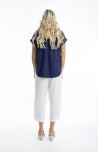 Load image into Gallery viewer, LACIE LINEN TOP - NAVY - ORIENTIQUE