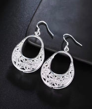 Load image into Gallery viewer, SILVER CARVED BUTTERFLY &amp; FLOWER EARRINGS