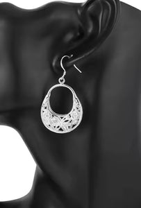 SILVER CARVED BUTTERFLY & FLOWER EARRINGS