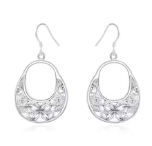 Load image into Gallery viewer, SILVER CARVED BUTTERFLY &amp; FLOWER EARRINGS