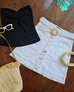 REFUGE DENIM SKIRT - WHITE