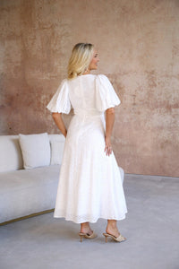 MARA WHITE BRODERIE ANGLAISE DRESS