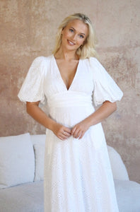 MARA WHITE BRODERIE ANGLAISE DRESS