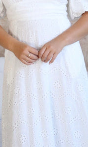 MARA WHITE BRODERIE ANGLAISE DRESS