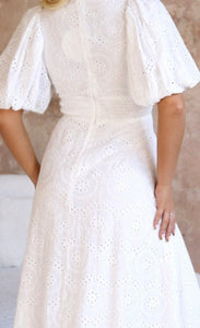 MARA WHITE BRODERIE ANGLAISE DRESS