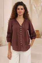 Load image into Gallery viewer, CHALICE LACE COTTON BLOUSE - BROWN