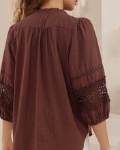 Load image into Gallery viewer, CHALICE LACE COTTON BLOUSE - BROWN