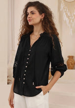 Load image into Gallery viewer, CHALICE LACE COTTON BLOUSE - BLACK