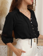 Load image into Gallery viewer, CHALICE LACE COTTON BLOUSE - BLACK