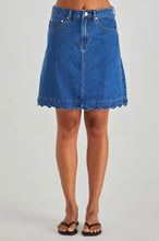 Load image into Gallery viewer, VALE SCALLOPED DENIM SKIRT - MID BLUE WASH