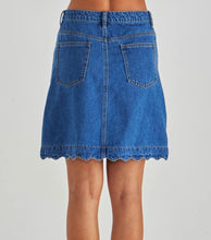 Load image into Gallery viewer, VALE SCALLOPED DENIM SKIRT - MID BLUE WASH