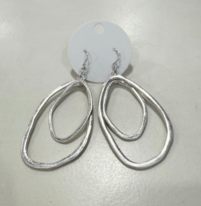 SILVER DANGLE IRREGULAR HOOP EARRINGS