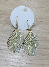 Load image into Gallery viewer, GOLD LEAF DOUBLE LAYER EARRINGS