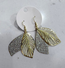 Load image into Gallery viewer, GOLD LEAF DOUBLE LAYER EARRINGS