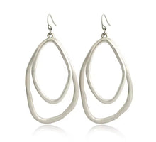 Load image into Gallery viewer, SILVER DANGLE IRREGULAR HOOP EARRINGS