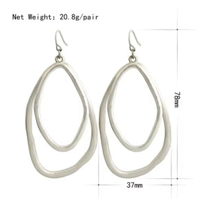 SILVER DANGLE IRREGULAR HOOP EARRINGS