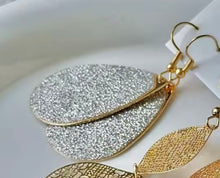 Load image into Gallery viewer, GOLD &amp; SILVER GLITTER DROP EARRINGS