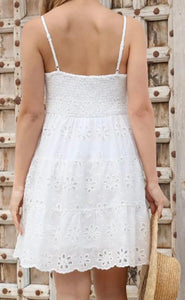 CHANELLE WHITE EMBROIDERED SUN DRESS