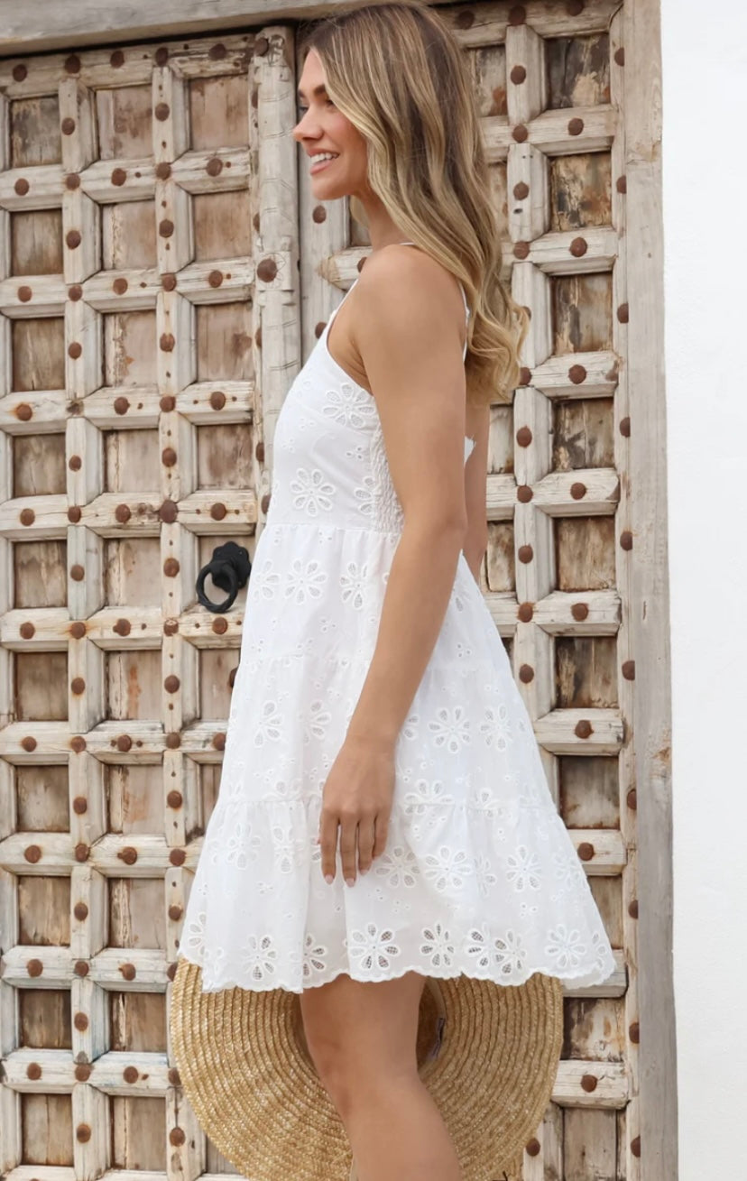 CHANELLE WHITE EMBROIDERED SUN DRESS EmberandAsh CHANELLE WHITE EMBROIDERED SUN DRESS EmberandAsh