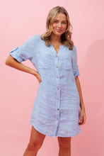 Load image into Gallery viewer, GRACIE ITALIAN LINEN SEQUIN DRESS - BLUE