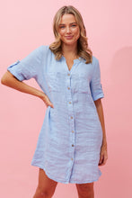Load image into Gallery viewer, GRACIE ITALIAN LINEN SEQUIN DRESS - BLUE