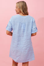 Load image into Gallery viewer, GRACIE ITALIAN LINEN SEQUIN DRESS - BLUE