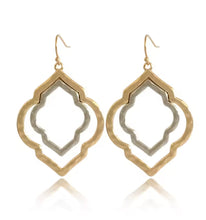 Load image into Gallery viewer, GOLD &amp; SILVER FLOWER SHAPE EARRINGS