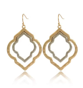 GOLD & SILVER FLOWER SHAPE EARRINGS