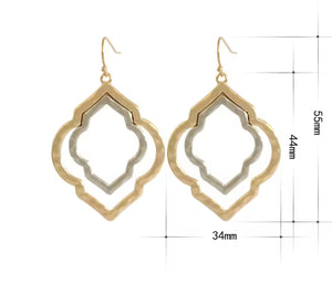GOLD & SILVER FLOWER SHAPE EARRINGS