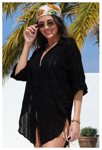 BEACH DAYS RELAXED COTTON SHIRT - BLACK