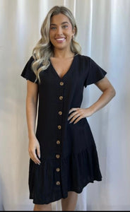 KYLIE LINEN DRESS - BLACK