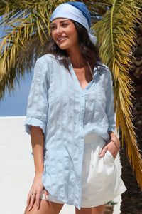 BEACH DAYS RELAXED COTTON SHIRT - BLUE