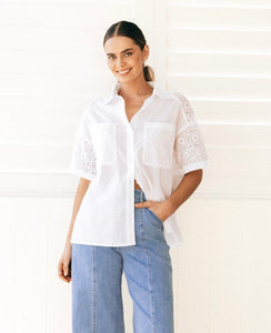 ALYSSA BRODERIE BLOUSE - WHITE