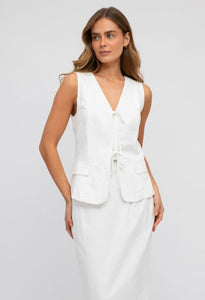 ELANOR WHITE TIE UP VEST