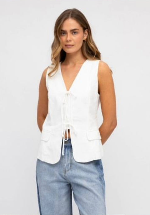 ELANOR WHITE TIE UP VEST