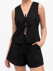 SOPHIE VEST & SHORTS SET - BLACK