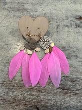 Load image into Gallery viewer, FEATHER DROP EARRINGS - PINK