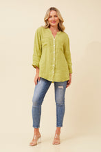 Load image into Gallery viewer, GRACE LINEN SEQUIN TOP - CHARTREUSE