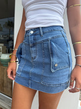 Load image into Gallery viewer, AVA STRETCH DENIM MINI SKIRT