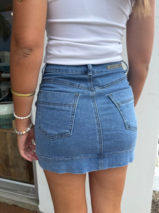 AVA STRETCH DENIM MINI SKIRT